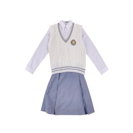 Customized white V-neck vest for women, British style knitted sweater vest, off-white vest, British school uniform manufacturer SSU-012 Customized white V-neck vest for women, British style knitted sweater vest, off-white vest, British school uniform manufacturer SSU-012